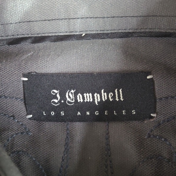 J Campbell Shirt Men’s Large Black Long Sleeve Button Down Embroidered Striped - Picture 5 of 15